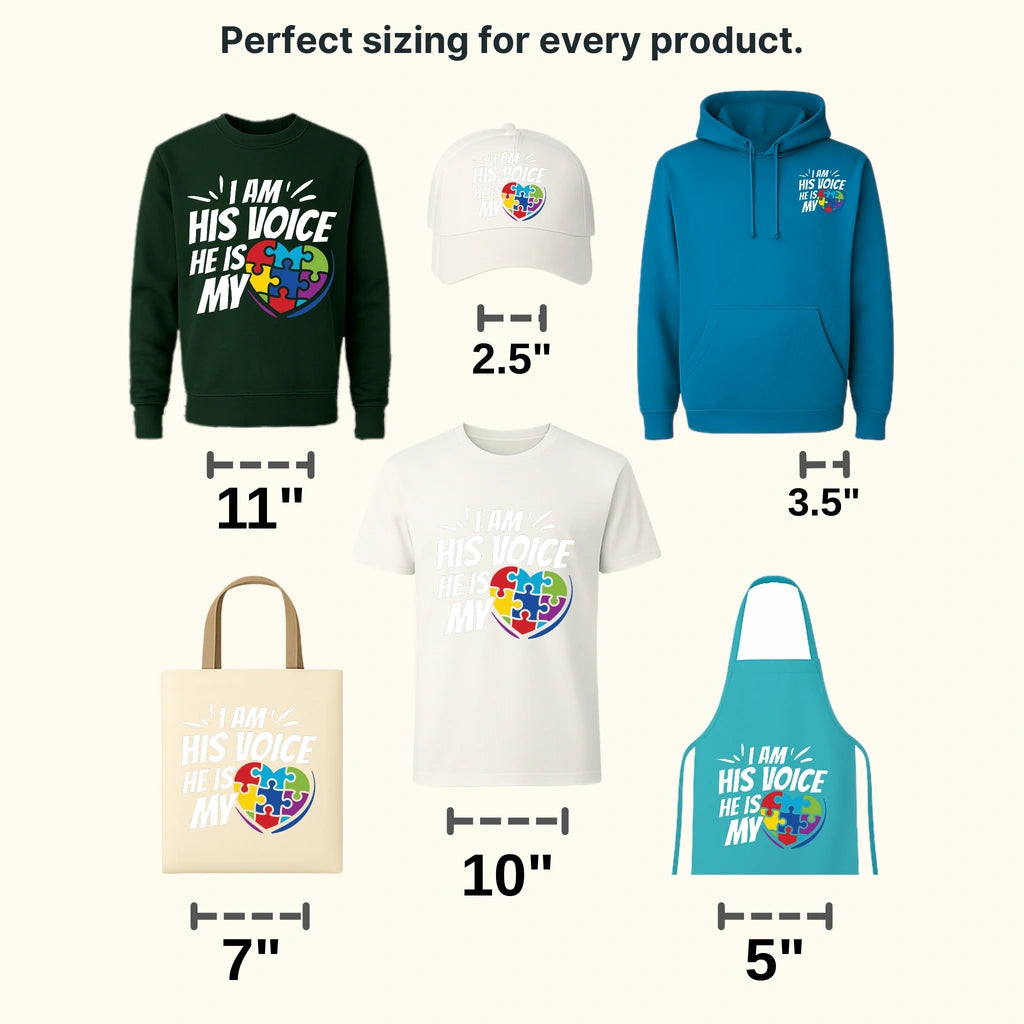 I Am His Voice He Is My Heart Autim Awareness Design - DTF heat transfer - transferlegend