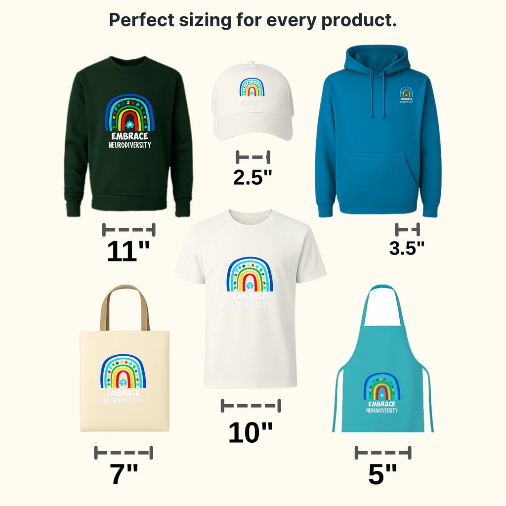 Embrace Neurodiversity Rainbow Autim Awareness Design - DTF heat transfer - transferlegend