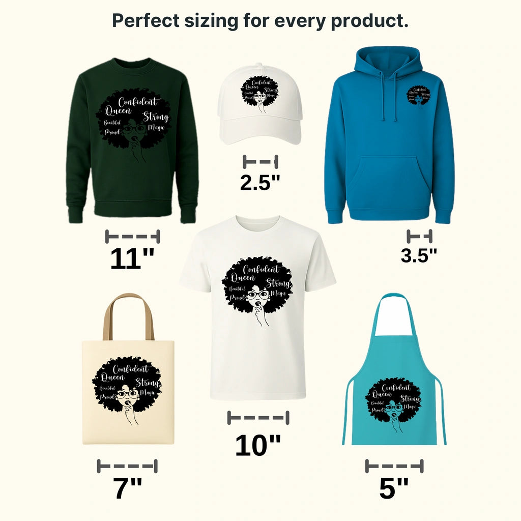 Afro Queen Glasses Black Women design- DTF heat transfer - transferlegend