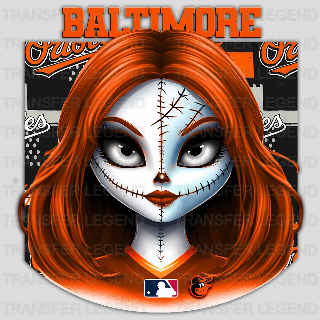 Baltimore Orioles MLB Orange Hair Gothic Girl Illustration - DTF Iron On Transfer