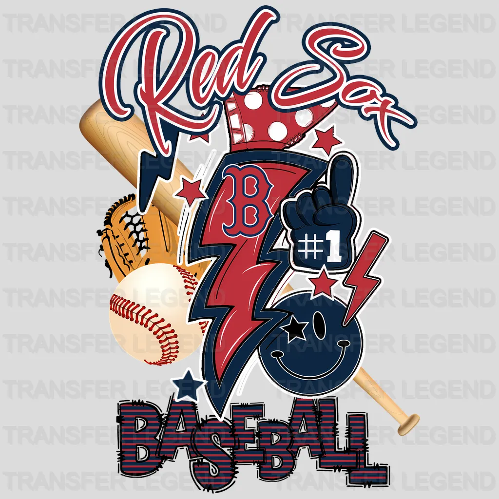 Boston Red Sox MLB Gear & Lightning Graphic - DTF Iron On Transfer