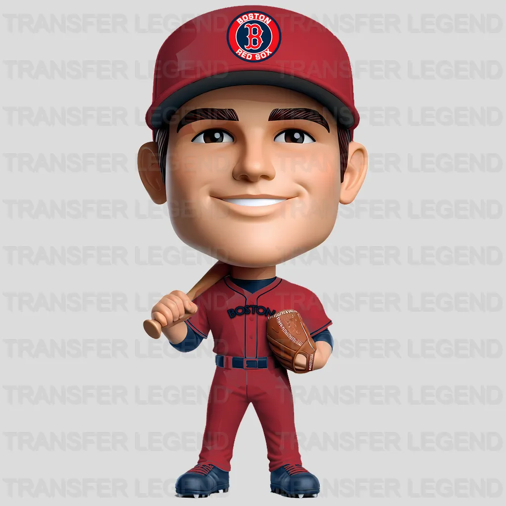 Boston Red Sox MLB Cartoon Bobblehead Player Character - DTF Iron On Transfer