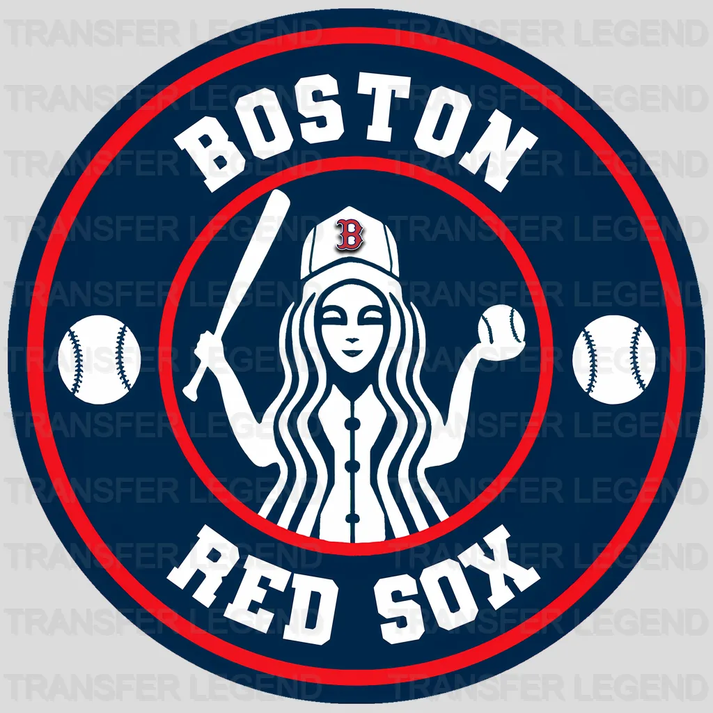 Boston Red Sox MLB Circle Badge Player Silhouette - DTF Iron On Transfer