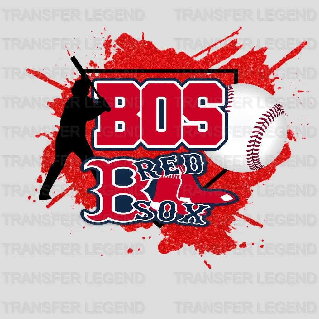 Boston Red Sox MLB Player Silhouette Splash Art Graphic - DTF Iron On Transfer