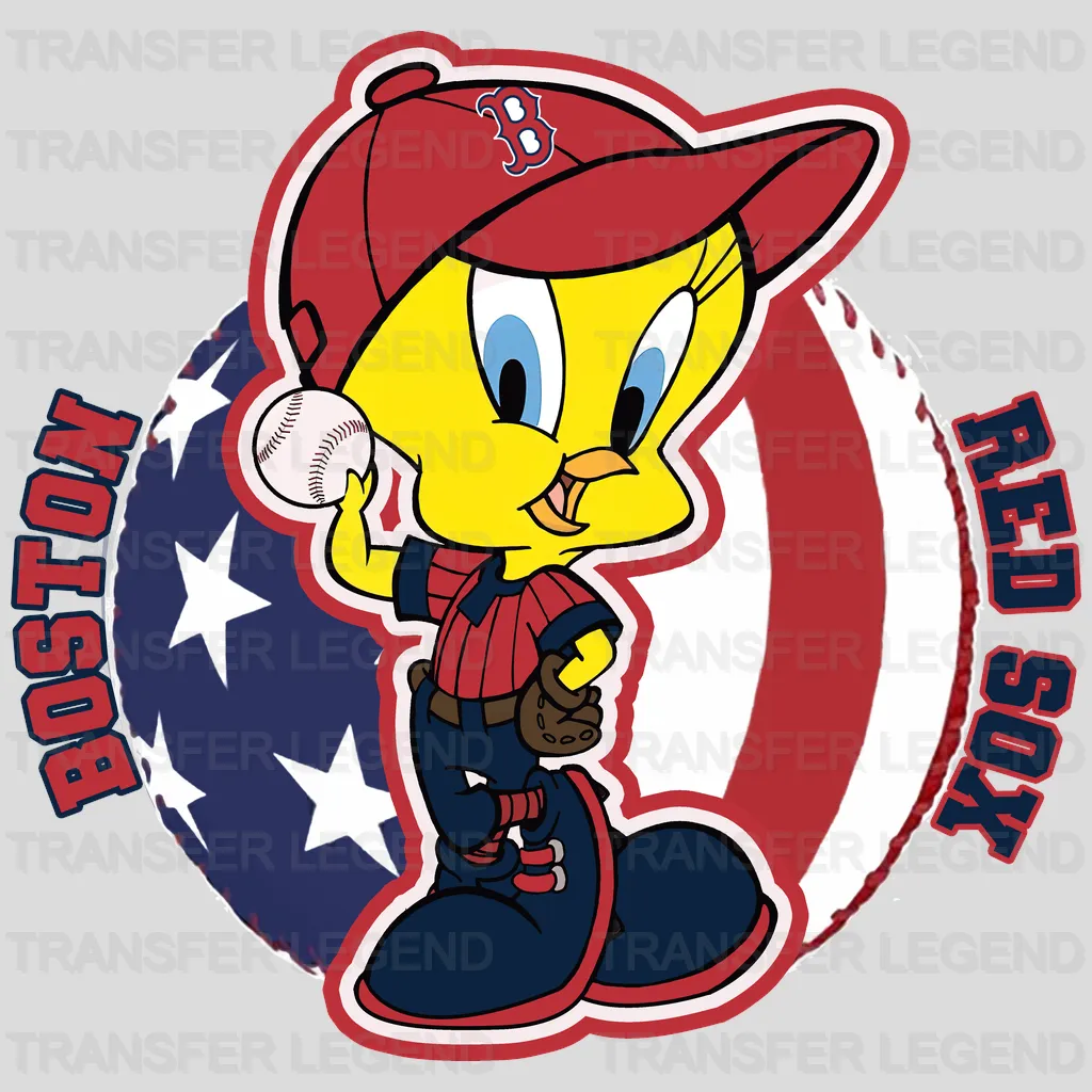 Boston Red Sox MLB Tweety Bird Cartoon Character - DTF Iron On Transfer