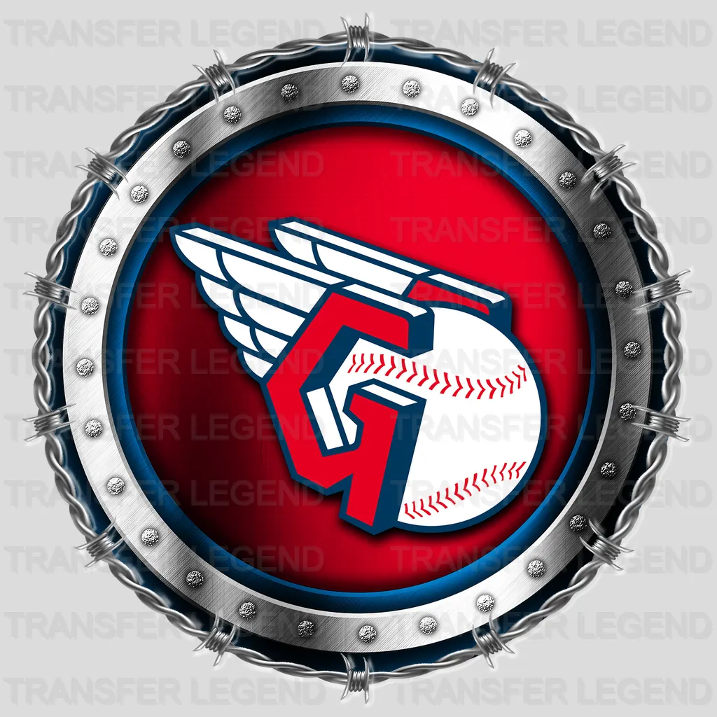 Cleveland Guardians MLB Chrome Metal Circle Badge 3D - DTF Iron On Transfer