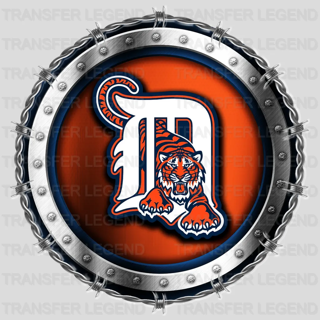Detroit Tigers MLB Chrome Metal Circle Badge 3D - DTF Iron On Transfer