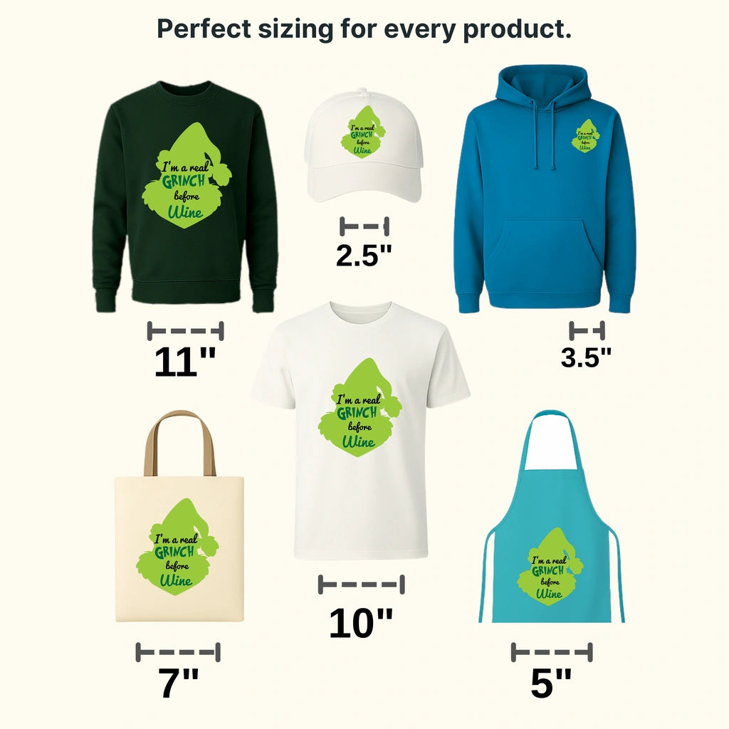 I'm a Real Grinch before Wine, Coffee Design, Christmas Design, Dtf Heat Transfer - transferlegend