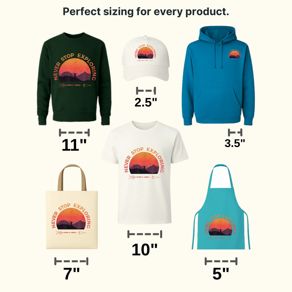 Never Stop Exploring - Hiking Outdoor Retro Design - DTF heat transfer - transferlegend