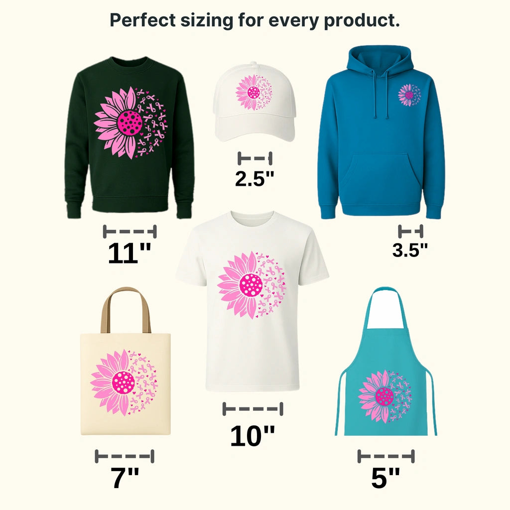Brea Cancer Ribbon Sunflower Design - DTF heat transfer - transferlegend