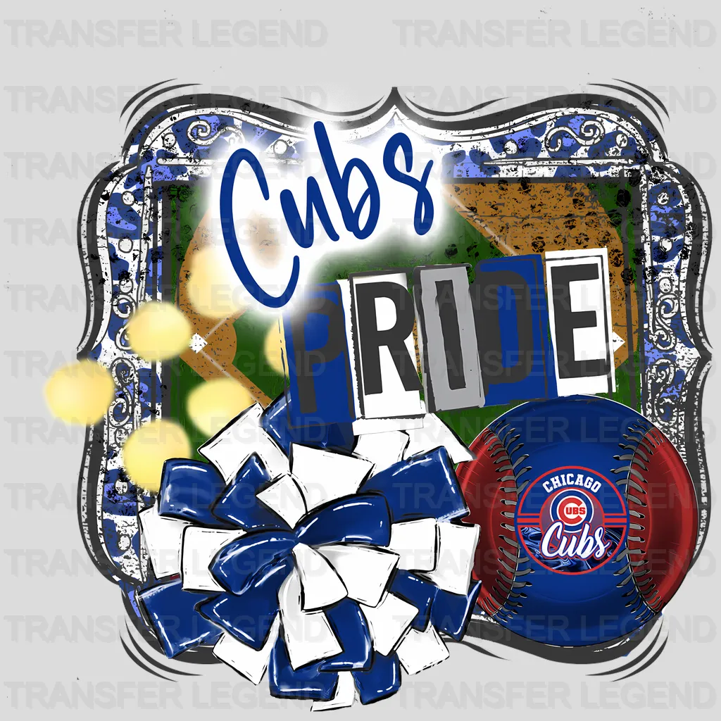 Chicago Cubs MLB Circle Badge Girl Silhouette Logo - DTF Iron On Transfer