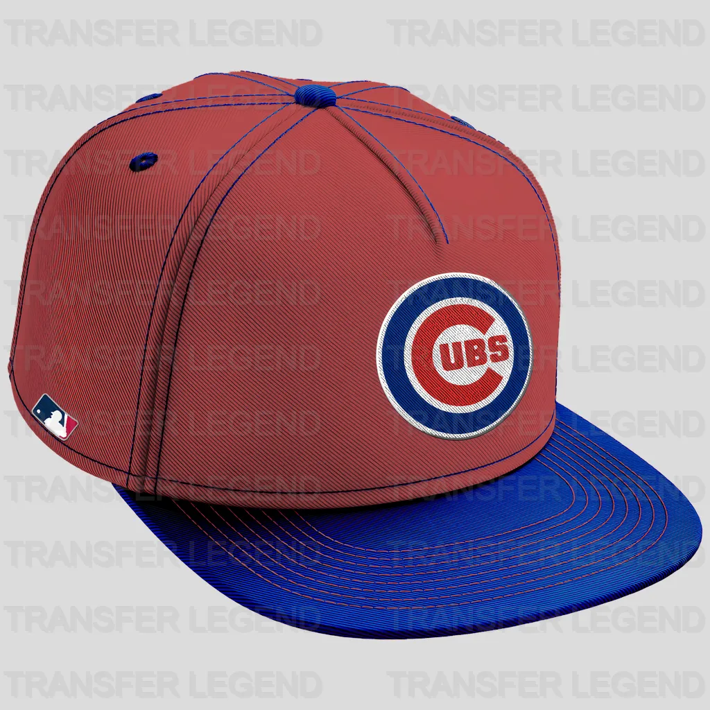 Chicago Cubs MLB Realistic Red Cap Hat Mockup - DTF Iron On Transfer