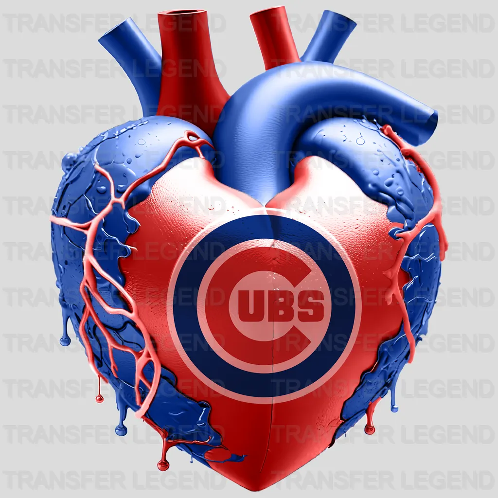 Chicago Cubs MLB Realistic Anatomical Heart Art - DTF Iron On Transfer