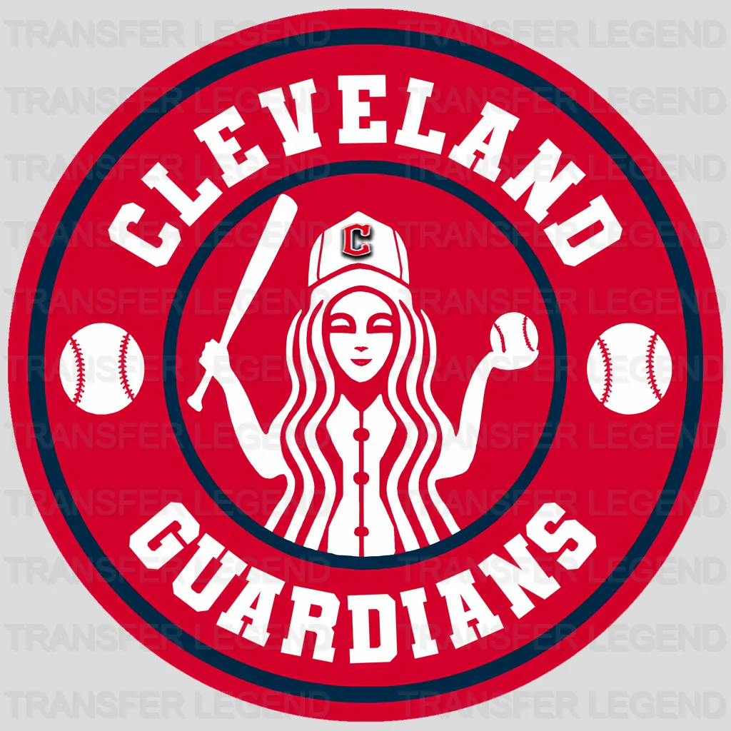 Cleveland Guardians MLB Circle Badge Girl Silhouette Logo - DTF Iron On Transfer