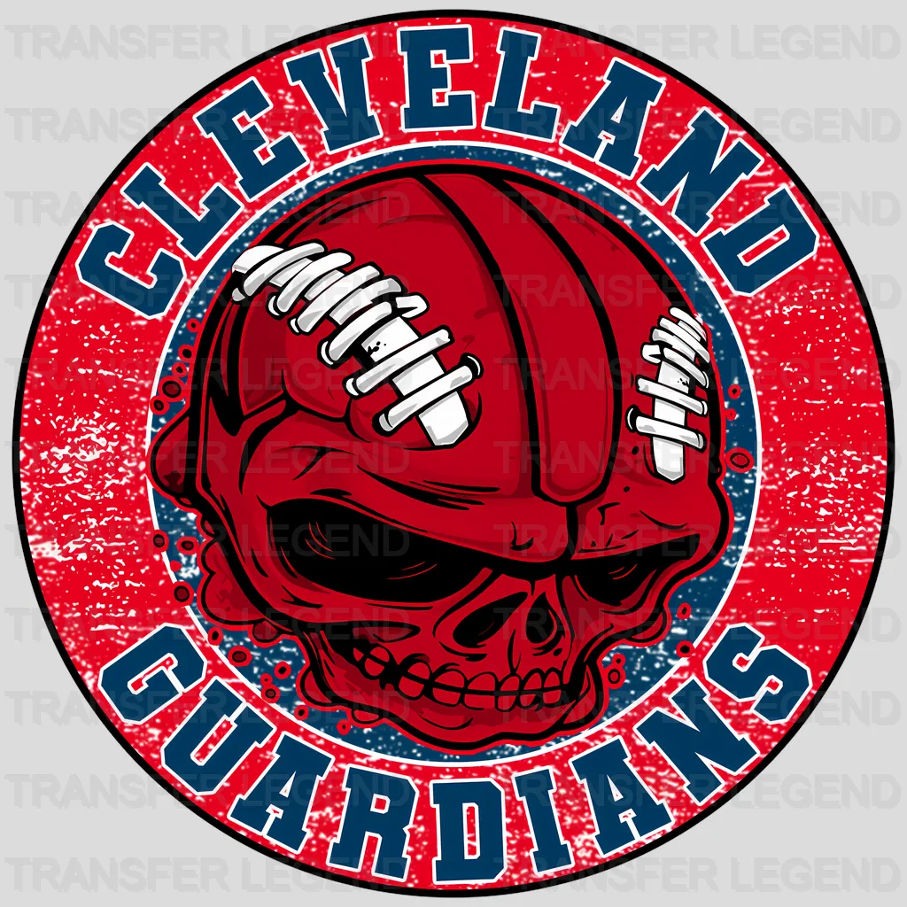 Cleveland Guardians MLB Red Skull With Helmet Art - DTF Iron On Transfer