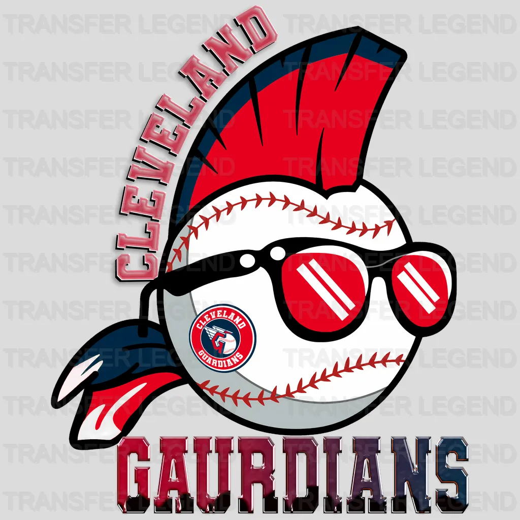 Cleveland Guardians MLB Punk Skull With Mohawk & Glasses - DTF Iron On Transfer