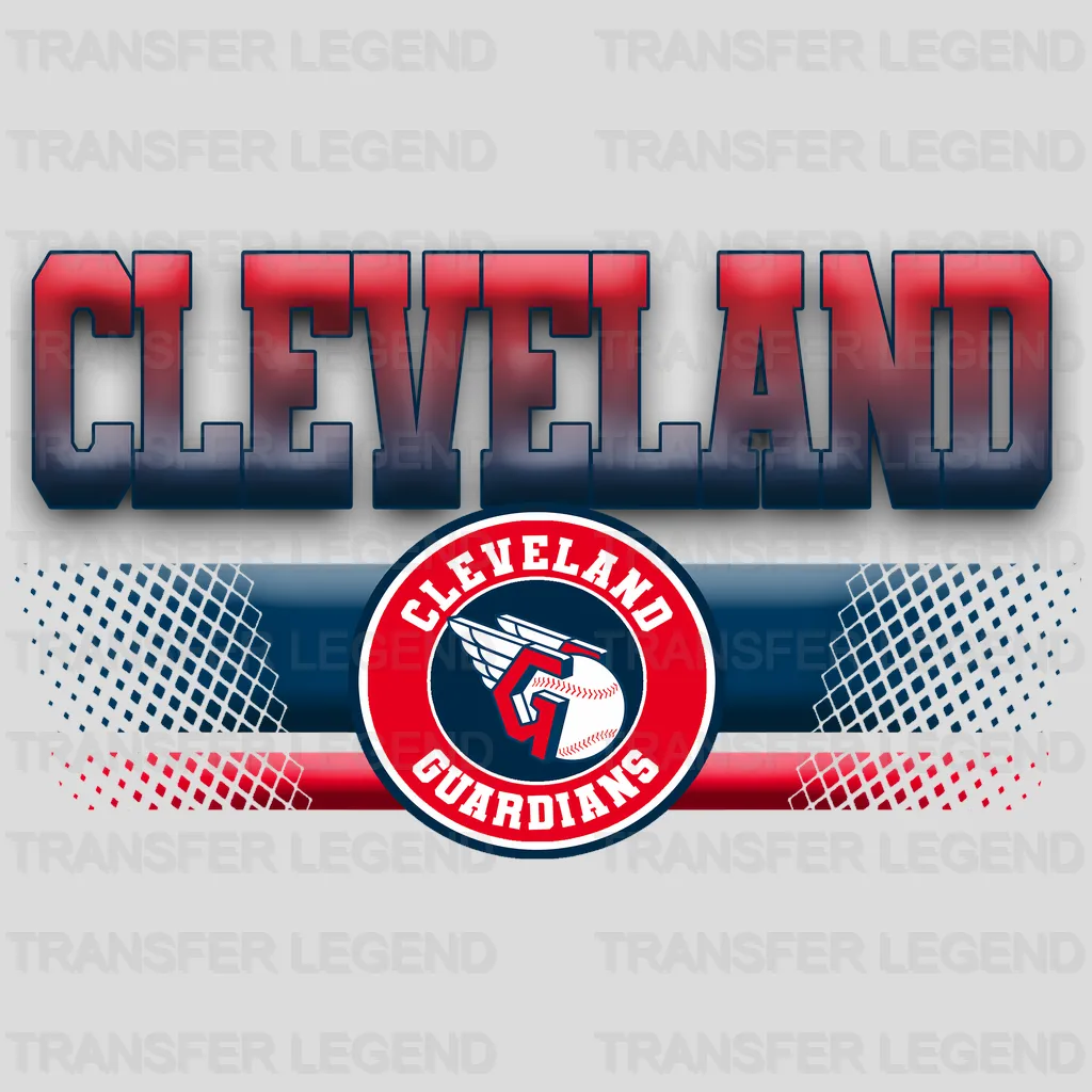 Cleveland Guardians MLB Metallic Text Logo Dark - DTF Iron On Transfer