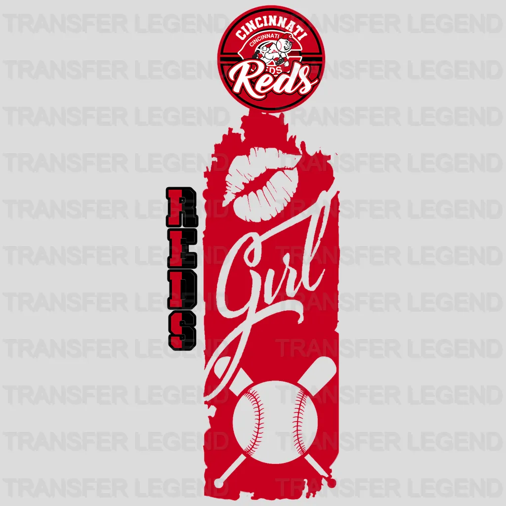 Cincinnati Reds MLB Vertical Bookmark Style Strip Logo - DTF Iron On Transfer