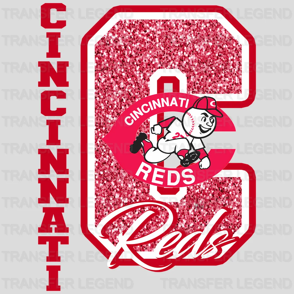 Cincinnati Reds MLB Glitter Chenille Letter C Logo - DTF Iron On Transfer