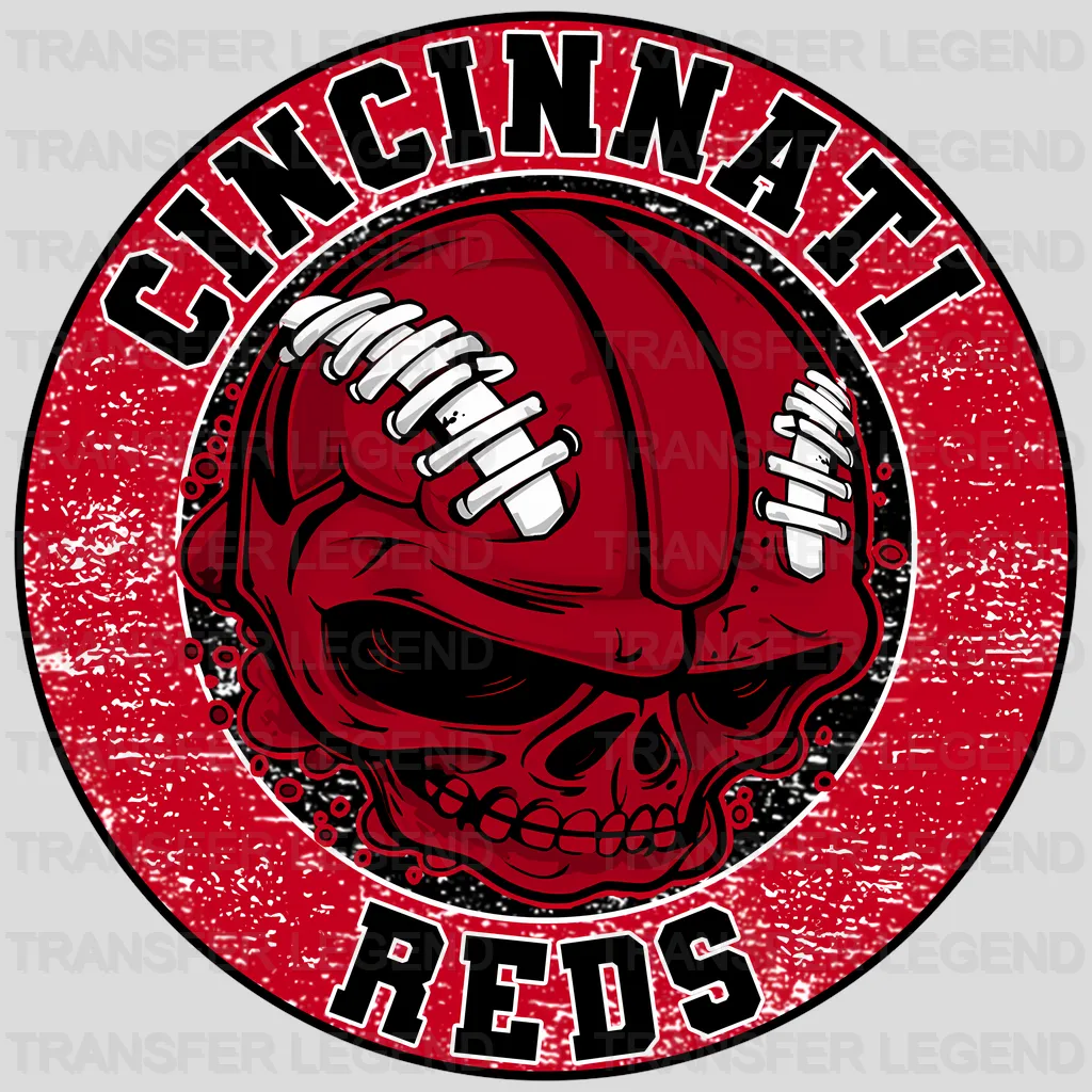 Cincinnati Reds MLB Red Skull Inside Texture - DTF Iron On Transfer