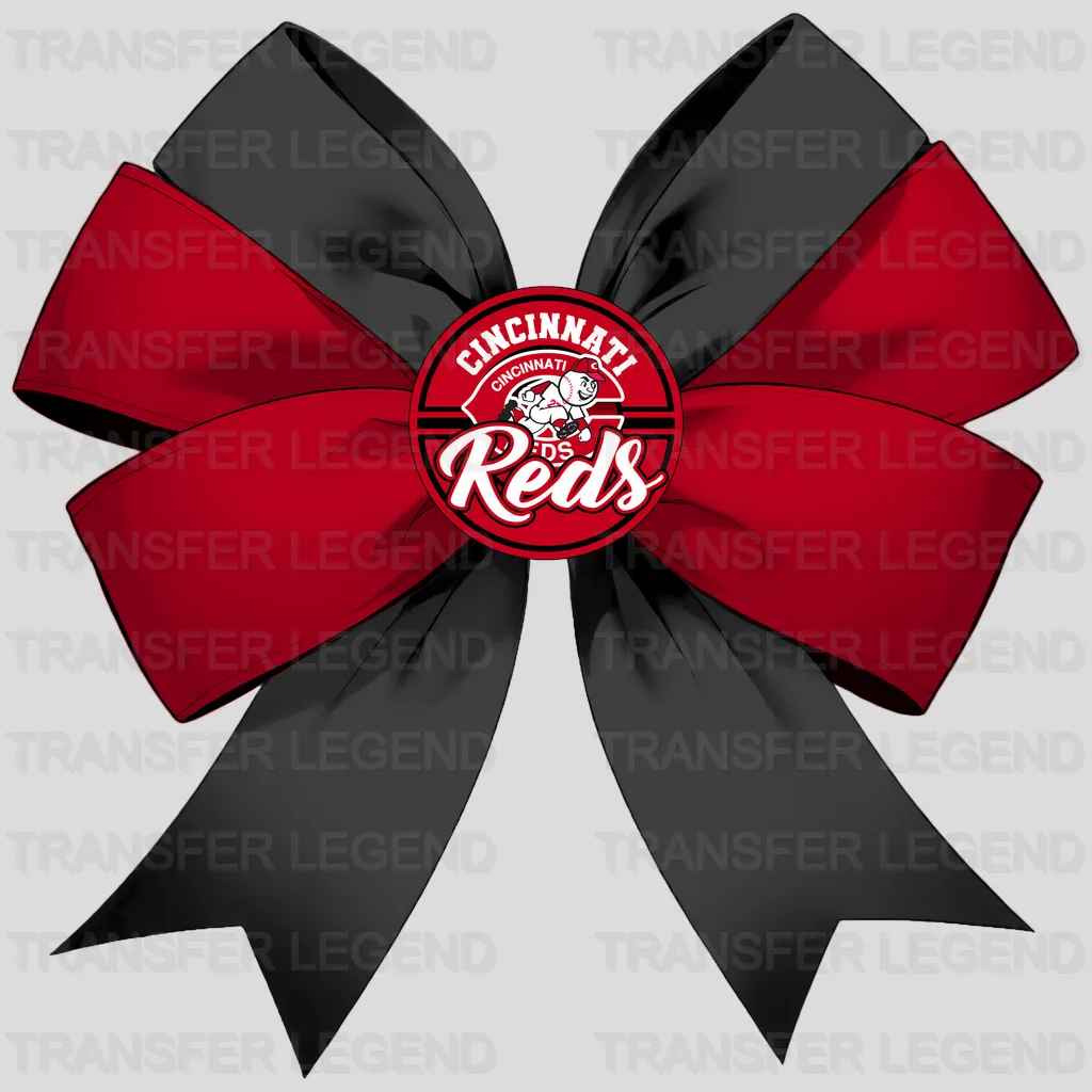 Cincinnati Reds MLB Elegant Red Bow Ribbon Knot - DTF Iron On Transfer