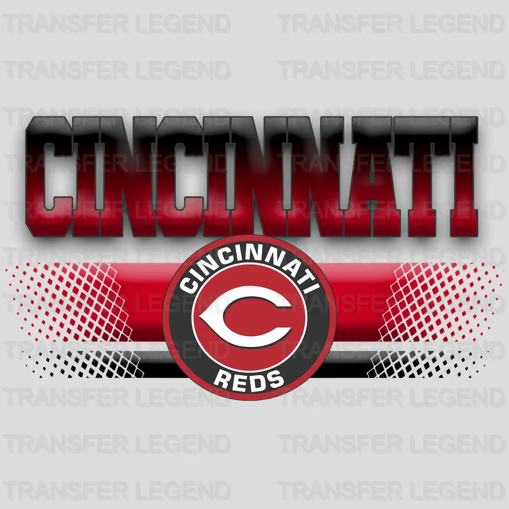 Cincinnati Reds MLB Red Gradient Text Logo - DTF Iron On Transfer