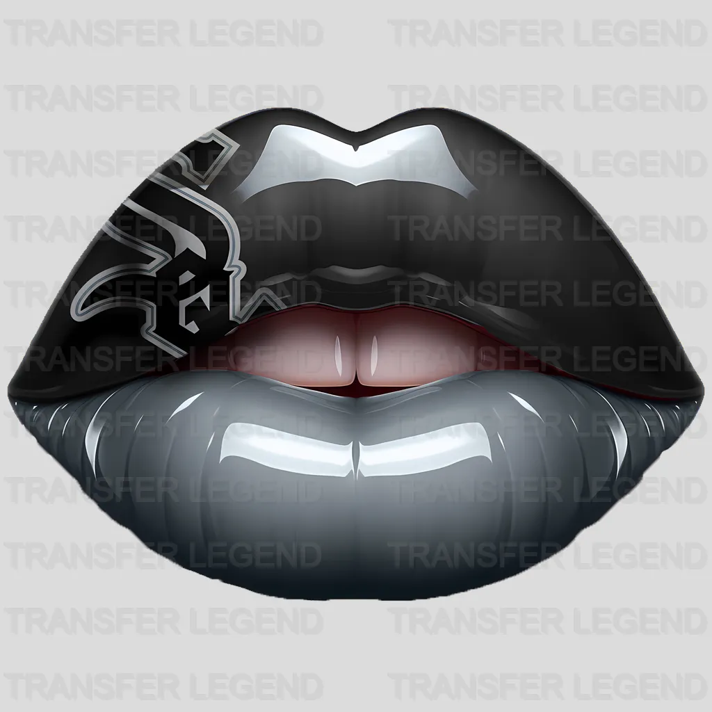 Chicago White Sox MLB Silver & Black Lips Logo Art Illustration - DTF Iron On Transfer