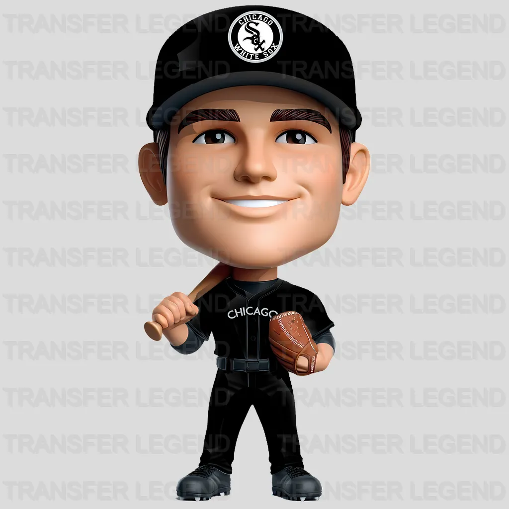 Chicago White Sox MLB Cartoon Bobblehead Player Character - DTF Iron On Transfer