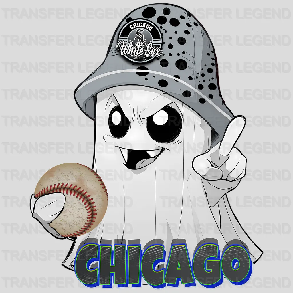 Chicago White Sox MLB Cute Ghost With Hat Halloween - DTF Iron On Transfer