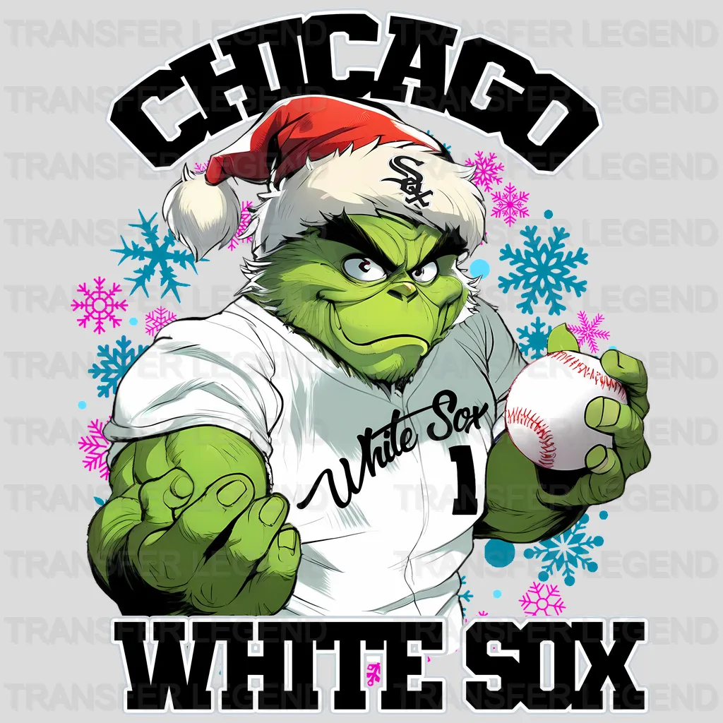 Chicago White Sox MLB Grinch Christmas Santa Hat Art - DTF Iron On Transfer