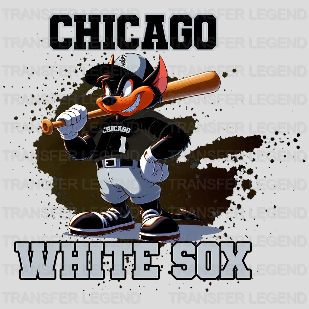 Chicago White Sox MLB Cartoon Kid Player Batting - DTF Iron On Transfer