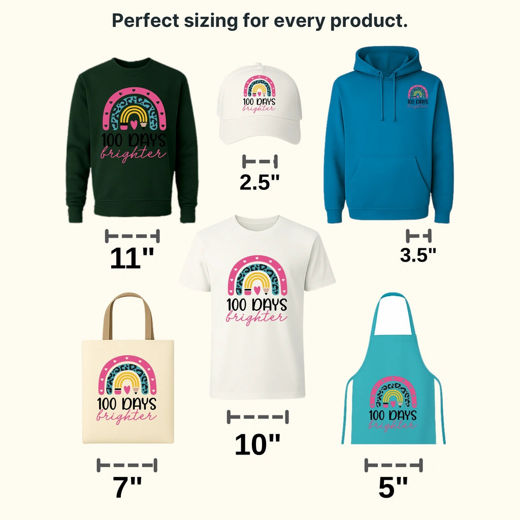 100 Days Brighter 100 Days School Design - DTF heat transfer - transferlegend