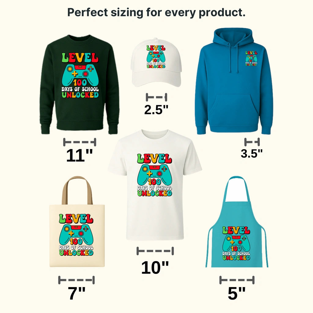 Level Unlocked 100 Days School Design - DTF heat transfer - transferlegend