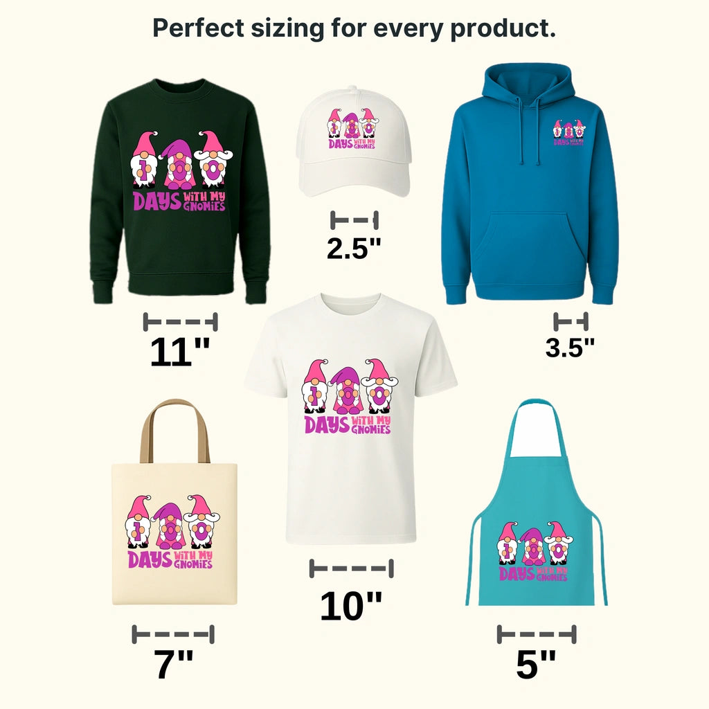 100 Days With My Gnomies 100 Days Of School Design - DTF heat transfer - transferlegend