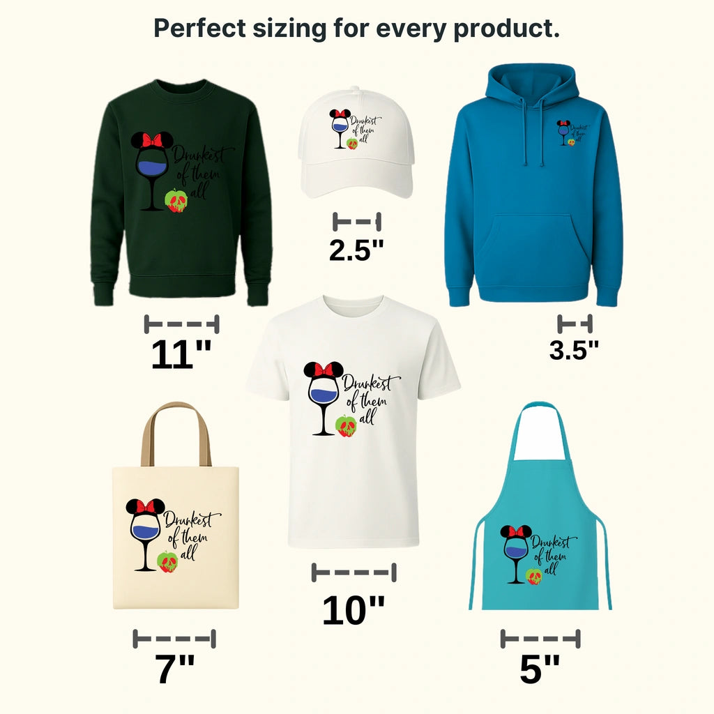 Ears Glass Drunkest Of Them All Snow White Design - DTF heat transfer - transferlegend