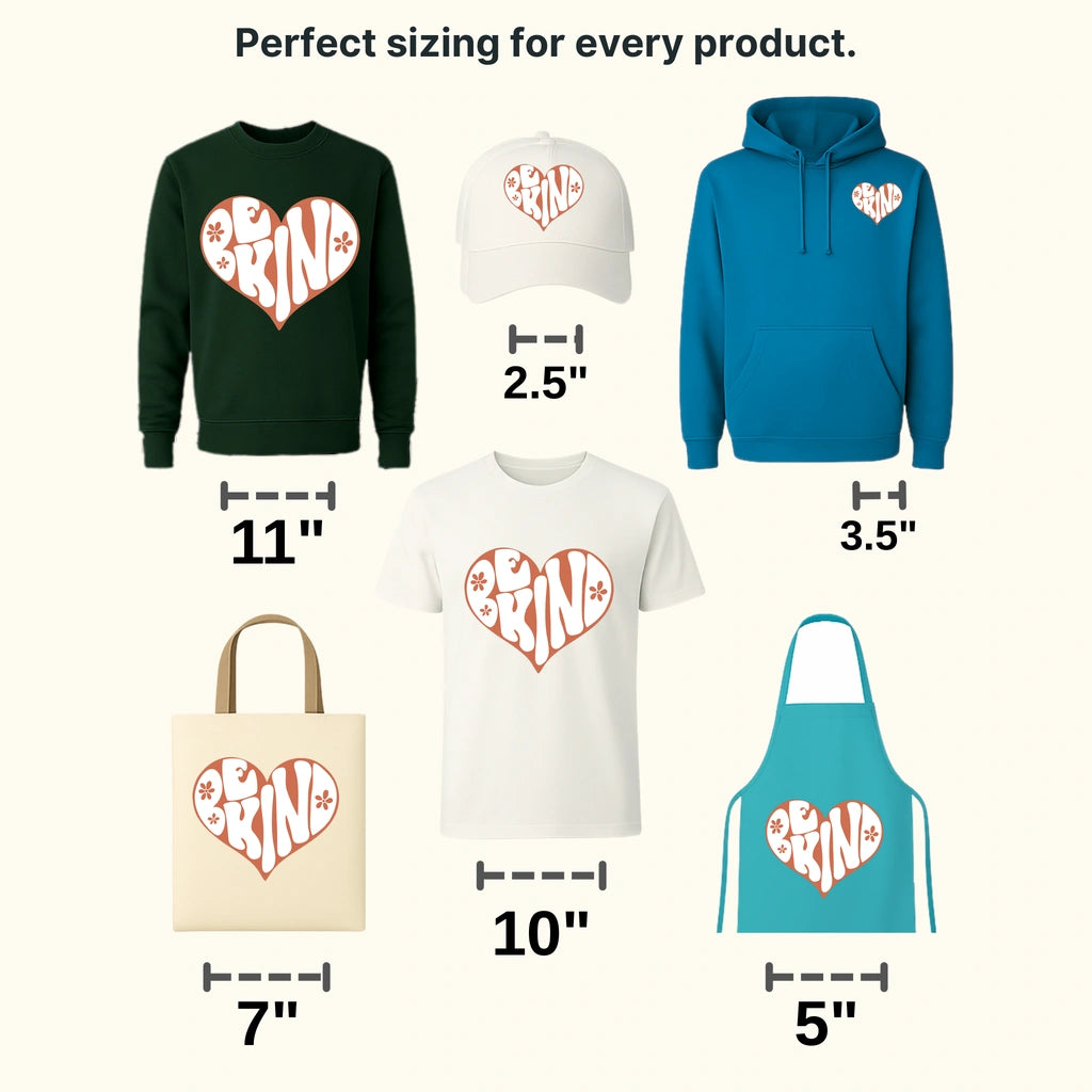 Be Kind Floral Heart - Positive Quote Retro Design - DTF heat transfer - transferlegend