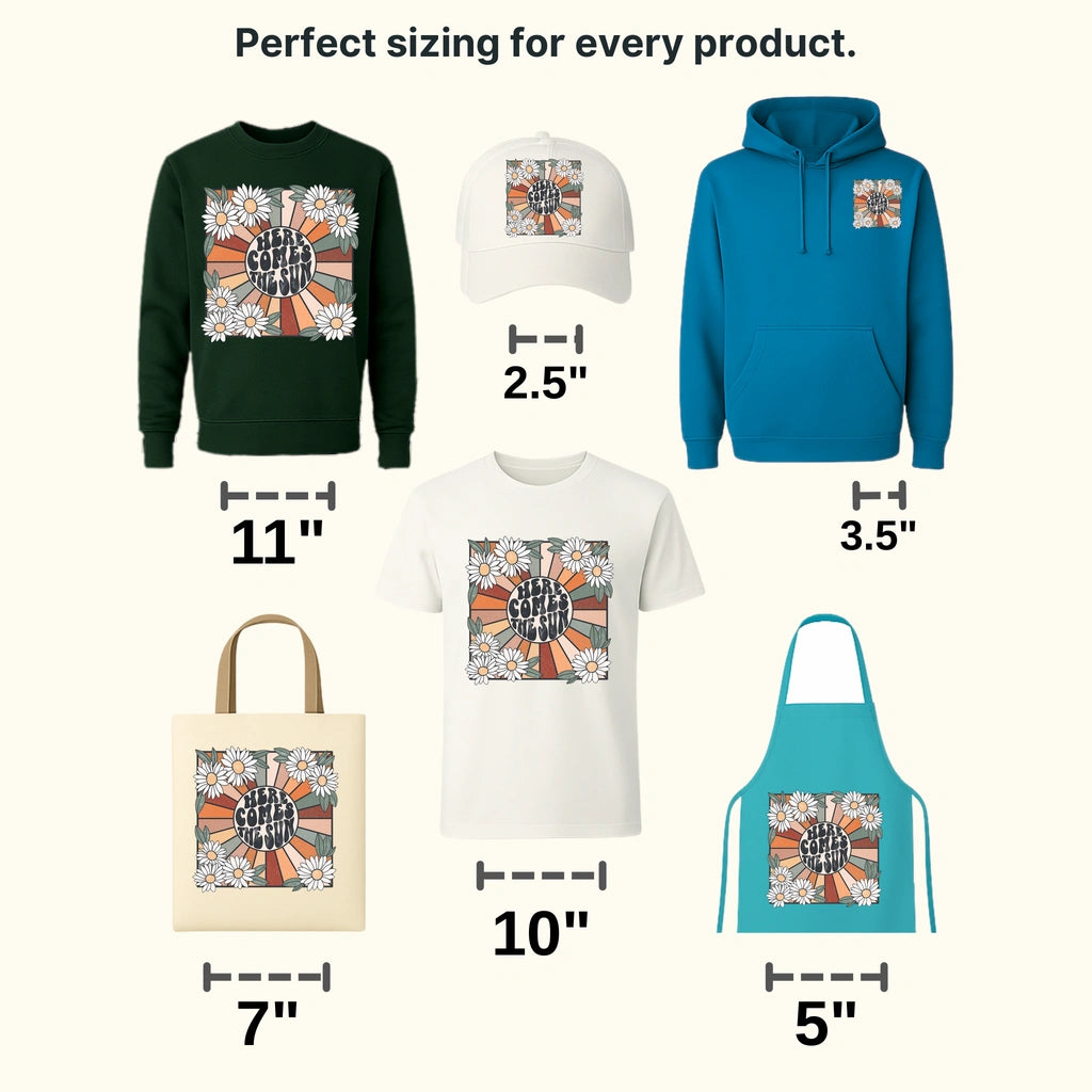 Here Comes The Sun Floral - Retro Summer - Beach Vacation  Design - DTF heat transfer - transferlegend