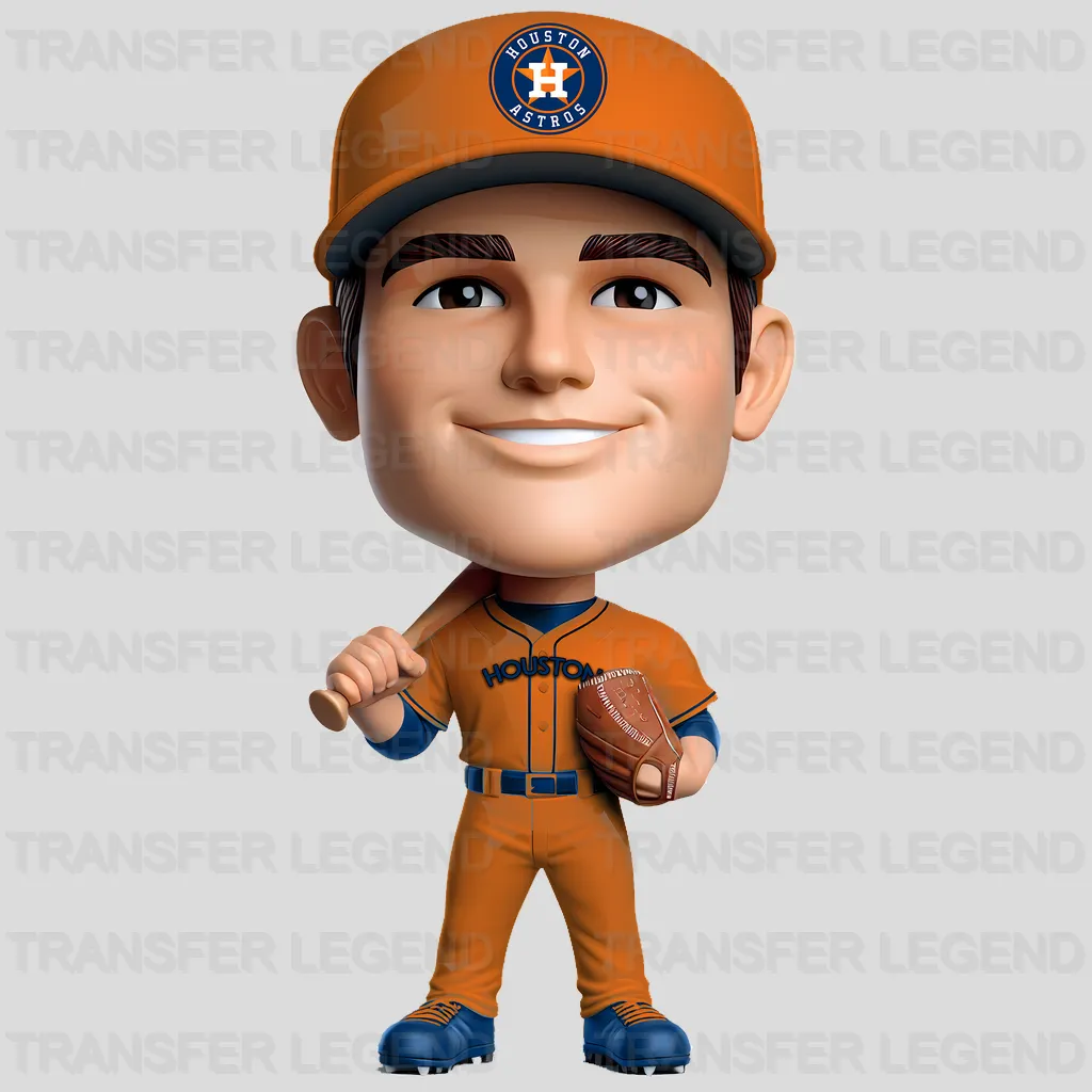 Houston Astros MLB Cartoon Bobblehead Player Character - DTF Iron On Transfer
