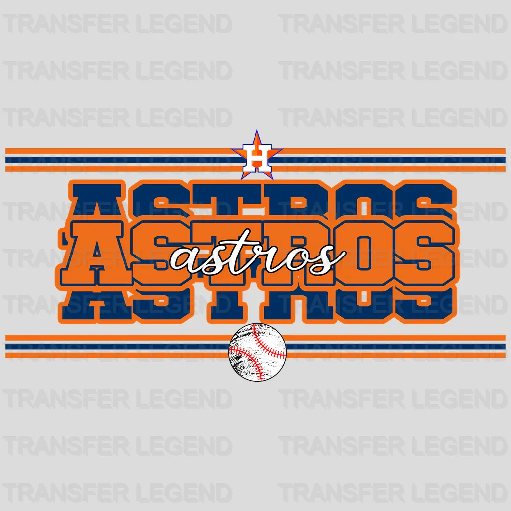 Houston Astros MLB Neon Light Bar Sign Style - DTF Iron On Transfer