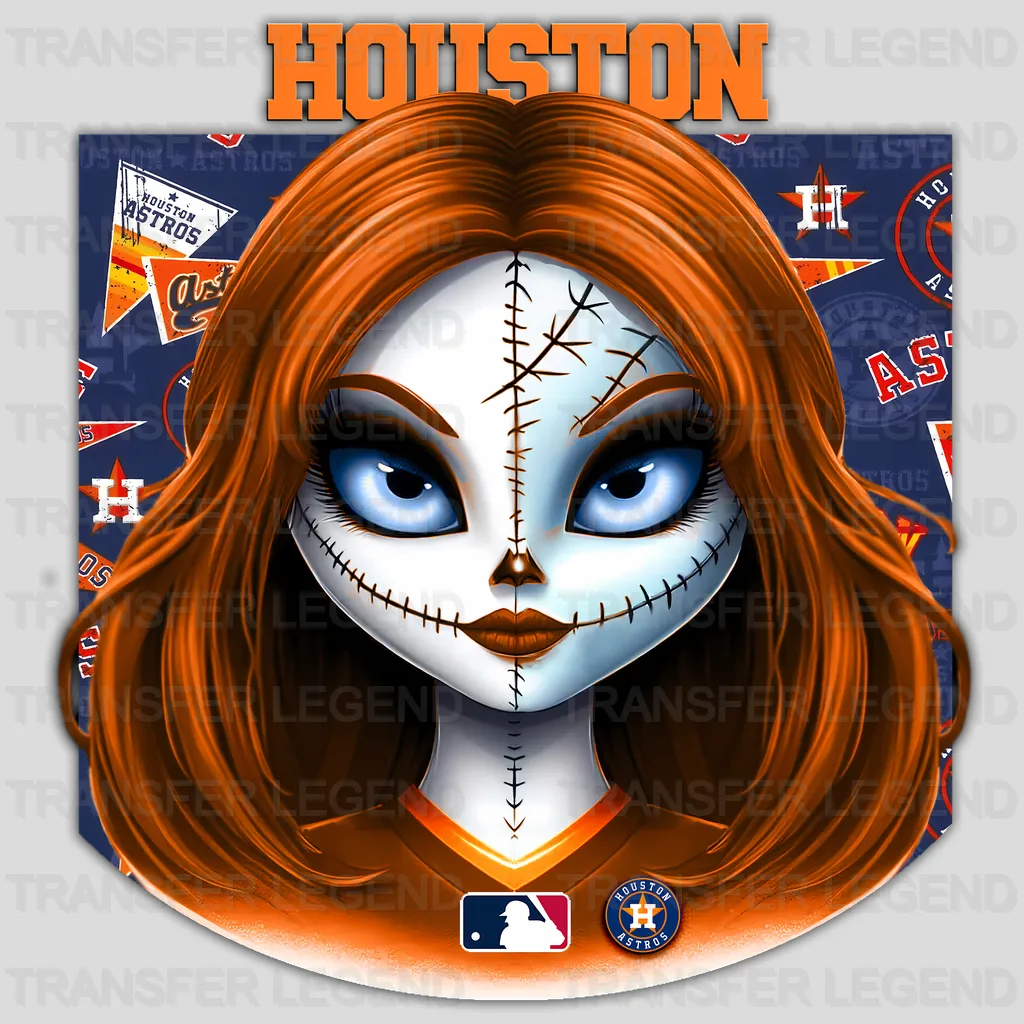 Houston Astros MLB Orange Hair Gothic Girl Illustration - DTF Iron On Transfer