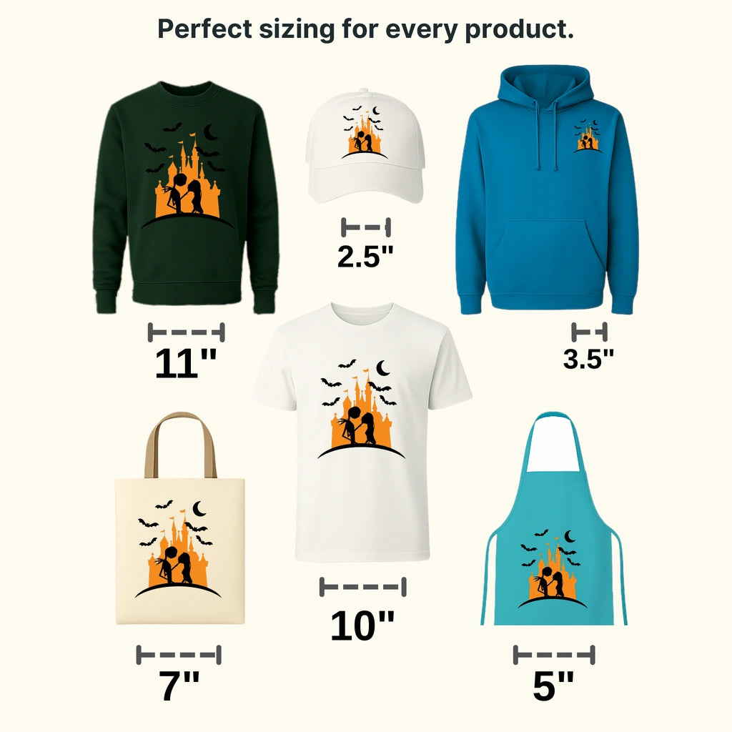 Halloween Jack and Sally Castle Couple Design - DTF heat transfer - transferlegend