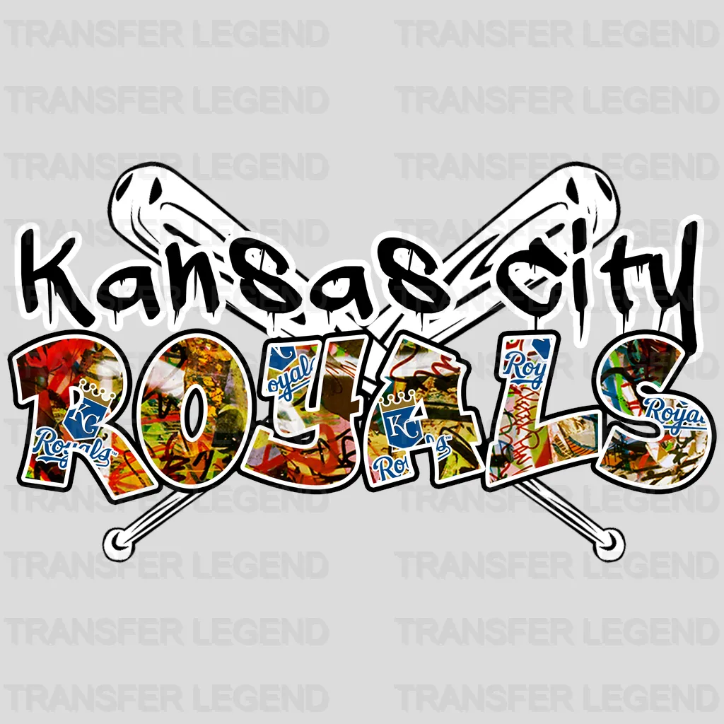 Kansas City Royals MLB Graffiti Wall Art Text Logo - DTF Iron On Transfer