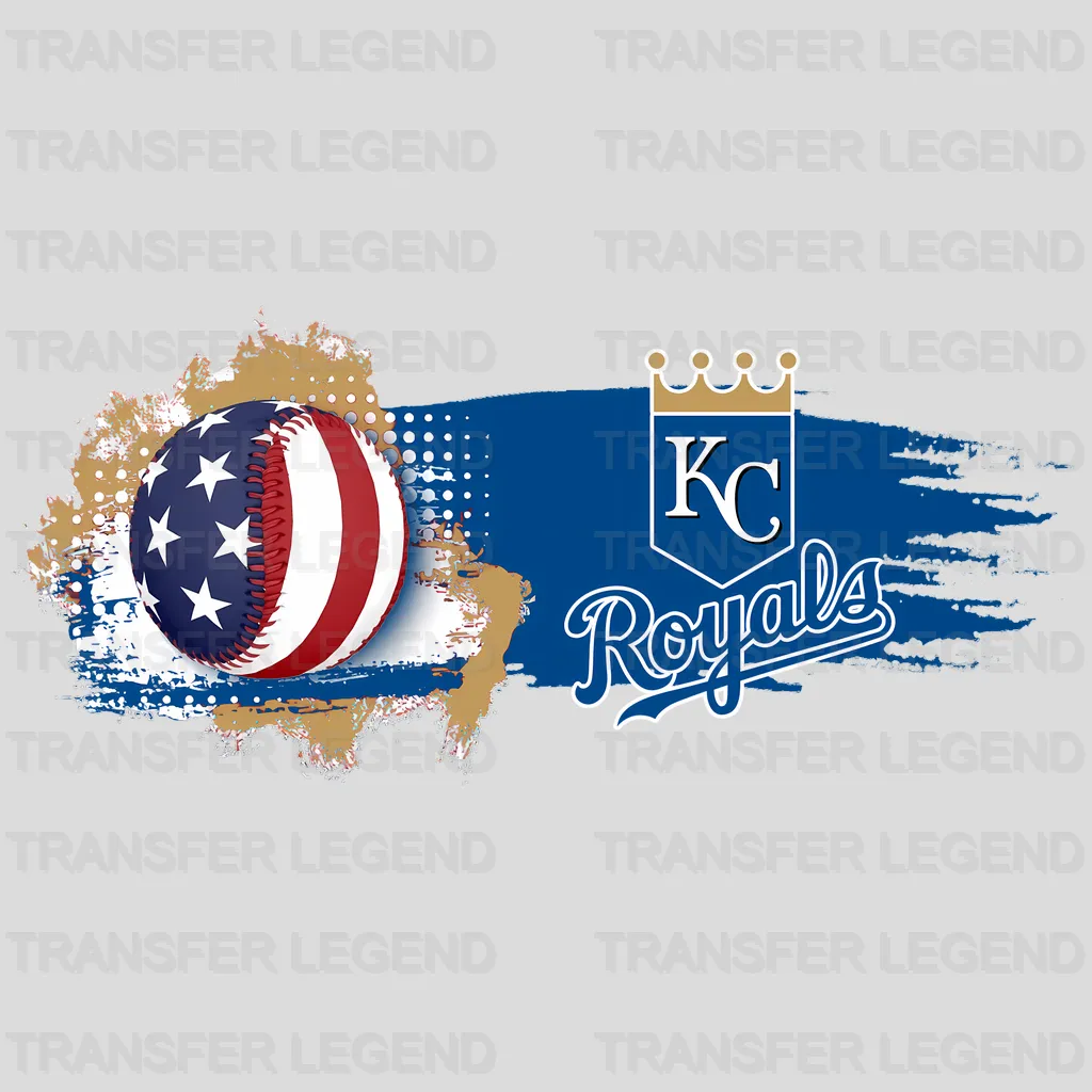 Kansas City Royals MLB Ripped Flag Effect Logo Graphic - DTF Iron On Transfer