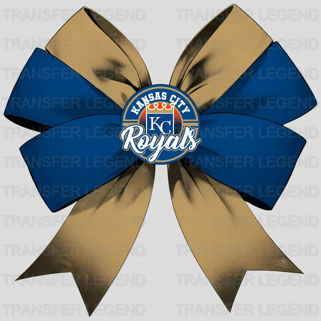Kansas City Royals MLB Elegant Blue Bow Ribbon Knot - DTF Iron On Transfer