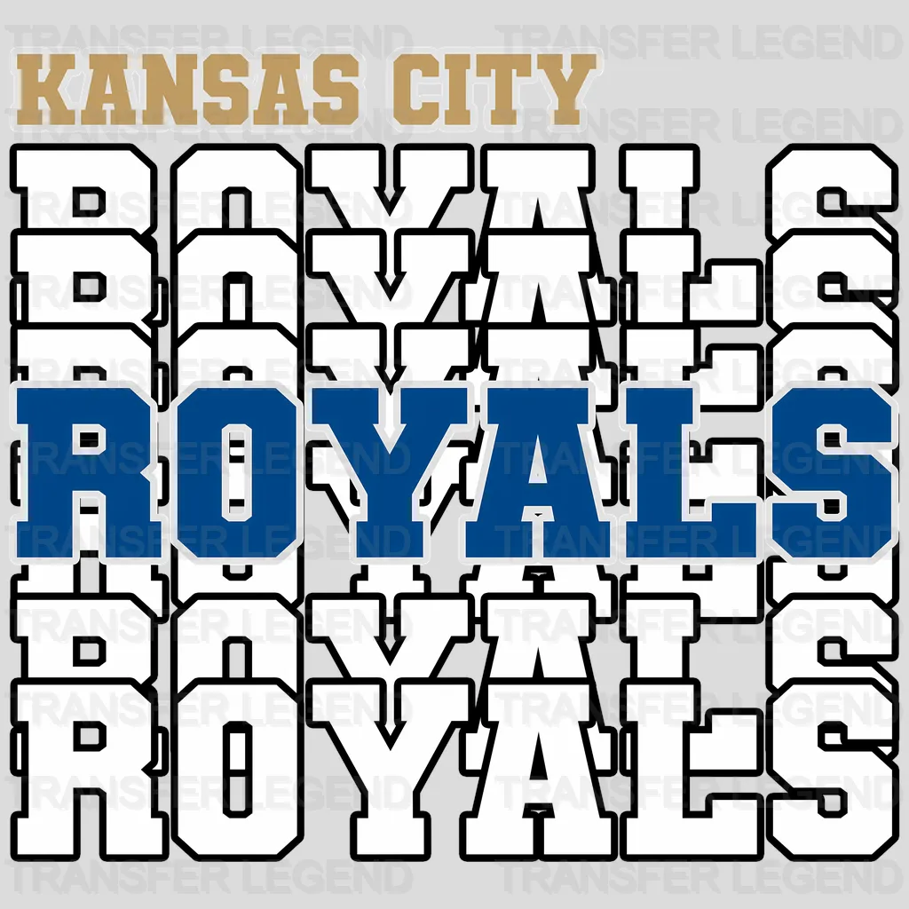 Kansas City Royals MLB Repeated Text Pattern Block Logo - DTF Iron On Transfer