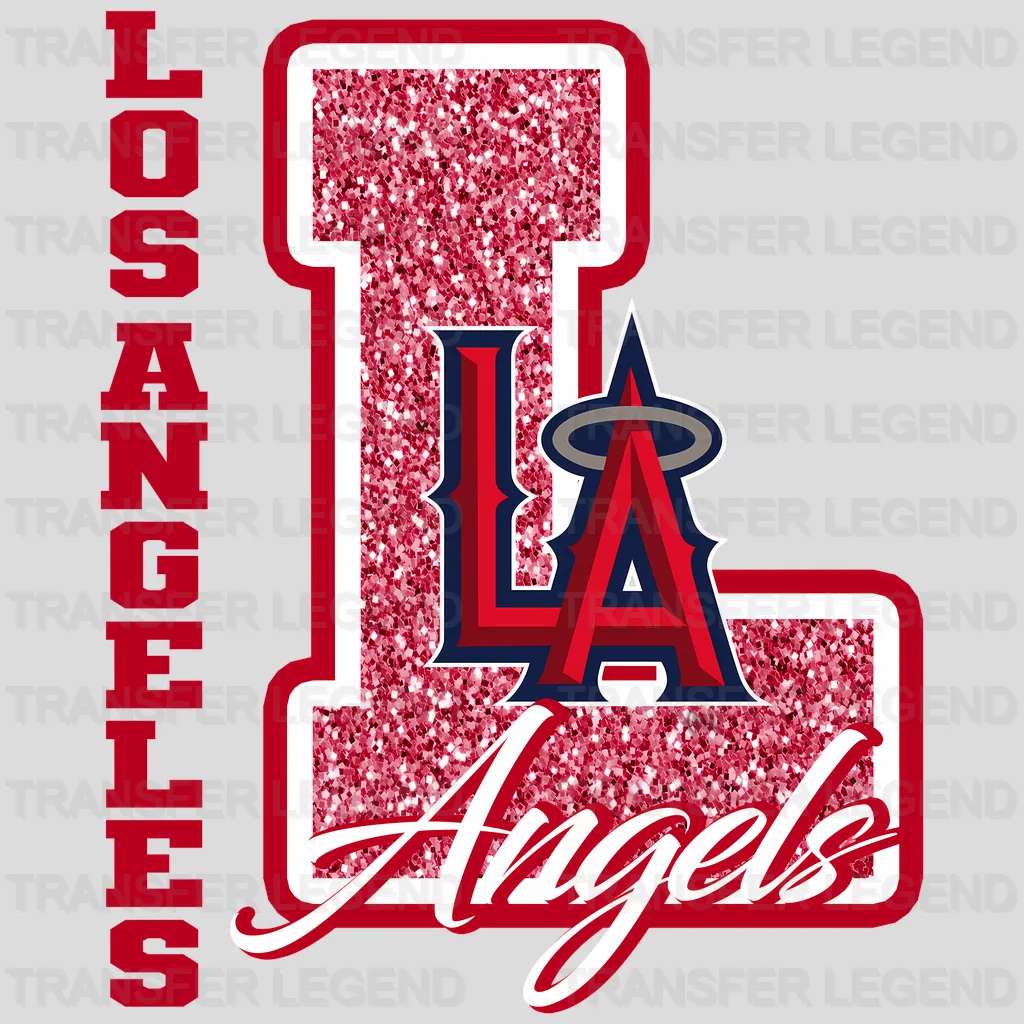 Los Angeles Angels MLB Swirl Heart Shape Artistic Logo - DTF Iron On Transfer