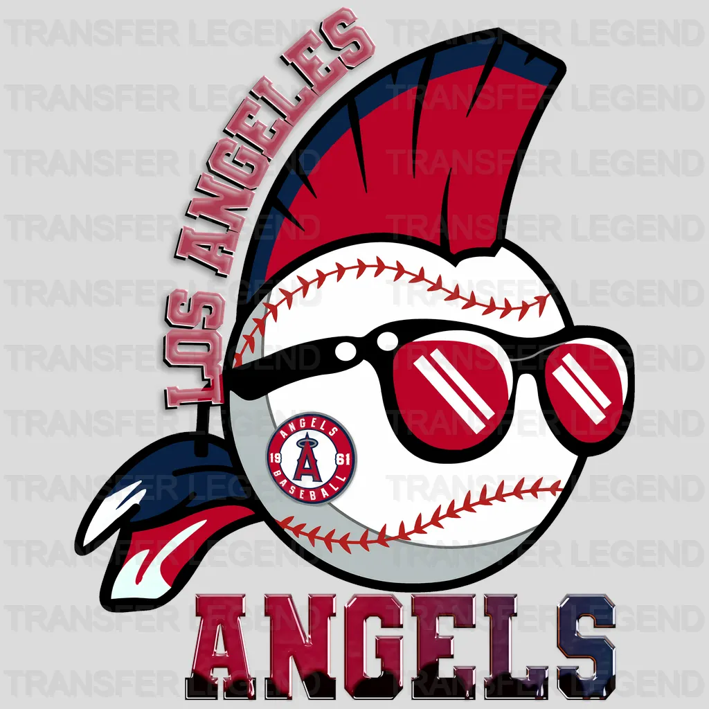 Los Angeles Angels MLB Punk Skull With Mohawk & Glasses - DTF Iron On Transfer