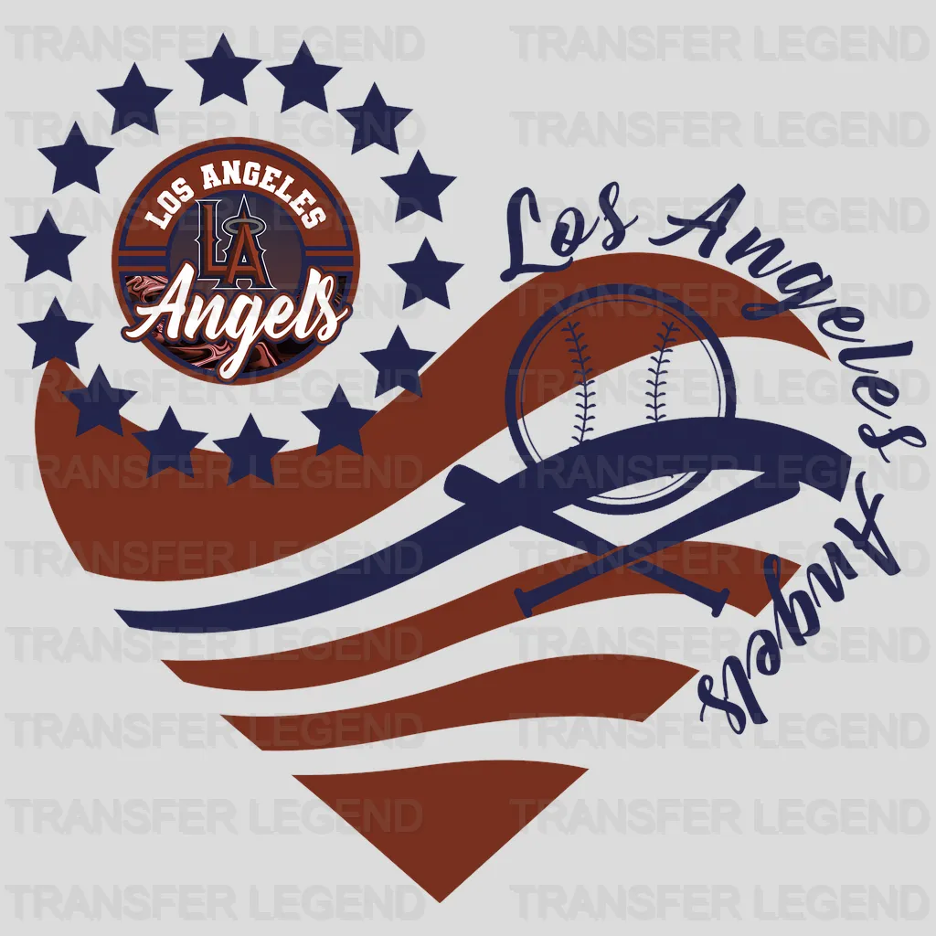 Los Angeles Angels MLB Heart Shape Road Graphic Art - DTF Iron On Transfer