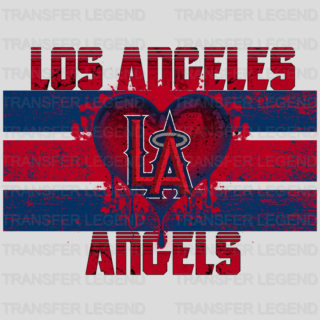 Los Angeles Angels MLB Distressed Flag Heart Shape - DTF Iron On Transfer