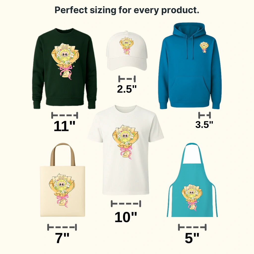 Yellow Flowers Labubu Design - DTF Heat Transfers